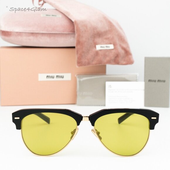 Miu Miu Men Sunglasses Black Olive Green Browline MU09ZS RUNWAY 1AB07O NEW - Picture 1 of 12